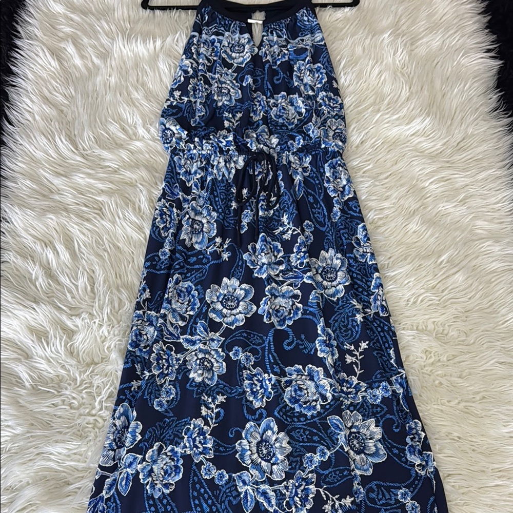 Enfocus Studio Blue Halter Maxi Sundress
